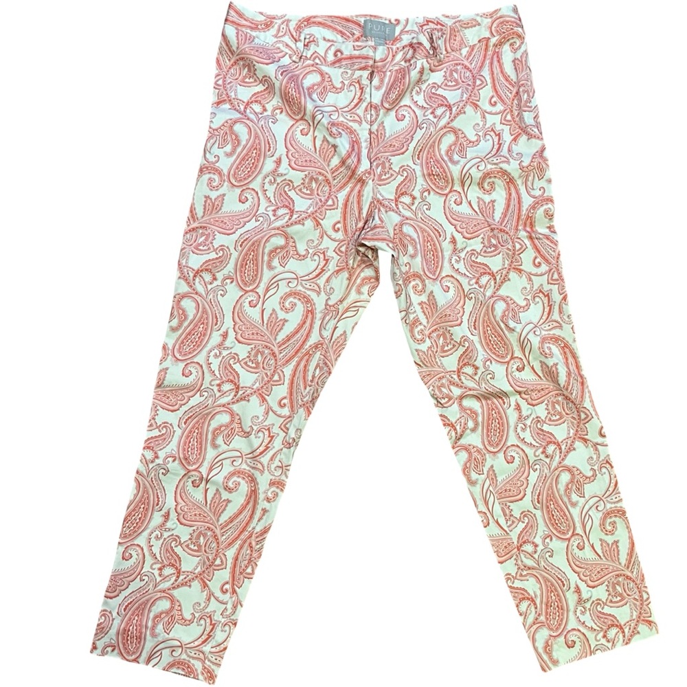 Pure Collection Paisley Pants - Pink and White,‎ Women's Size 8/10